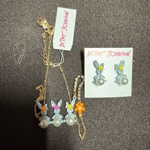 Betsey Johnson Gold and Blue Butterfly Jewelry Set